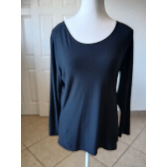 Suzie In The City Womens Top Black Large Long Sleeve Minimalist Basic Simply - Picture 1 of 12